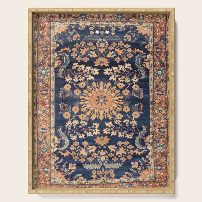 Sarouk Persian Floral Rug Print Serving Tray Gallery Image 1