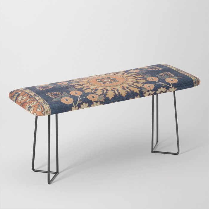 Sarouk Persian Floral Rug Print Bench Gallery Image 1