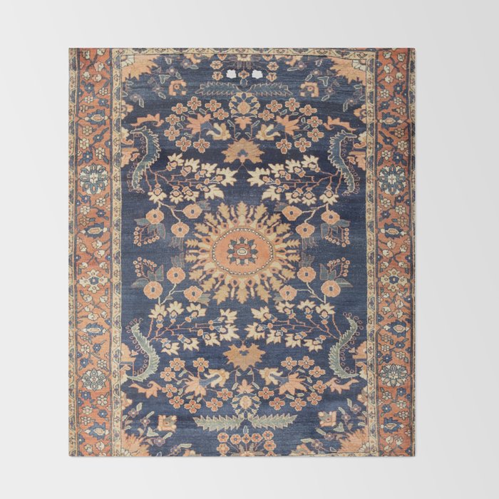 Sarouk Persian Floral Rug Print Throw Blanket Gallery Image 2