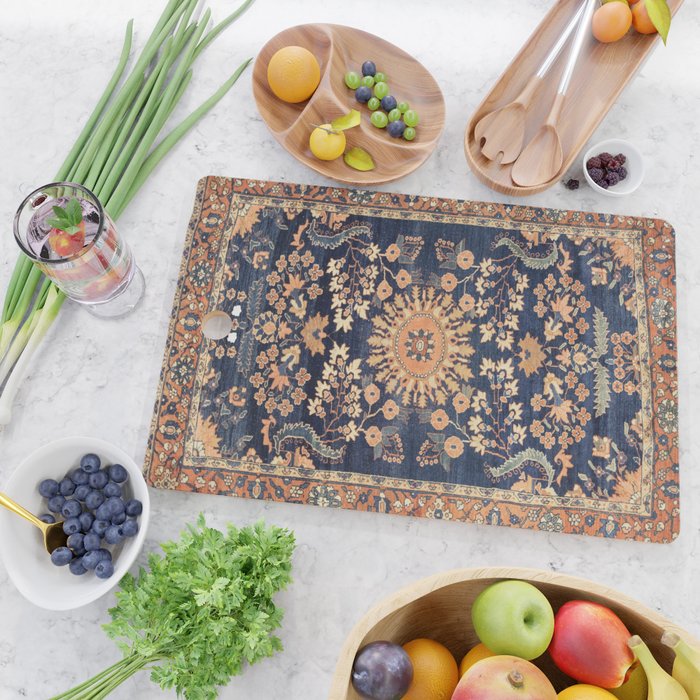 Sarouk Persian Floral Rug Print Cutting Board Gallery Image 2