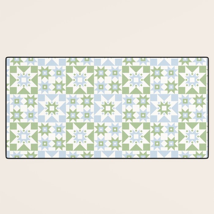 Quilt Shapes - Green and Blue Desk Mat Gallery Image 3