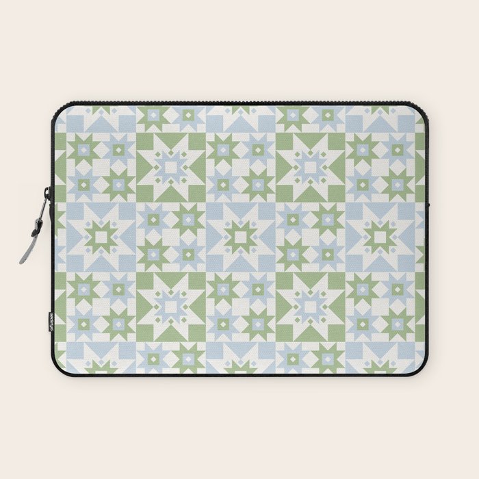 Quilt Shapes - Green and Blue Laptop Sleeve Gallery Image 1