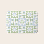 Quilt Shapes - Green and Blue Bath Mat Gallery Image 1