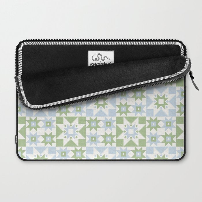 Quilt Shapes - Green and Blue Laptop Sleeve Gallery Image 2