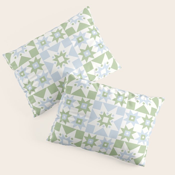 Quilt Shapes - Green and Blue Pillow Sham Gallery Image 3