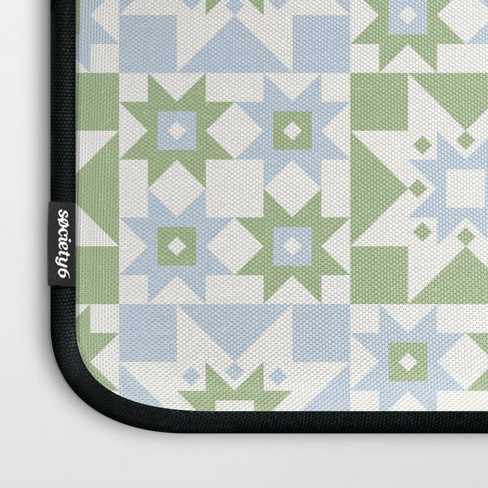 Quilt Shapes - Green and Blue Laptop Sleeve Gallery Image 3