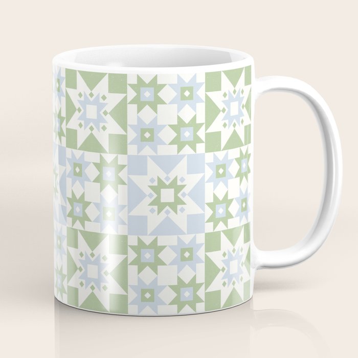 Quilt Shapes - Green and Blue Coffee Mug Gallery Image 1