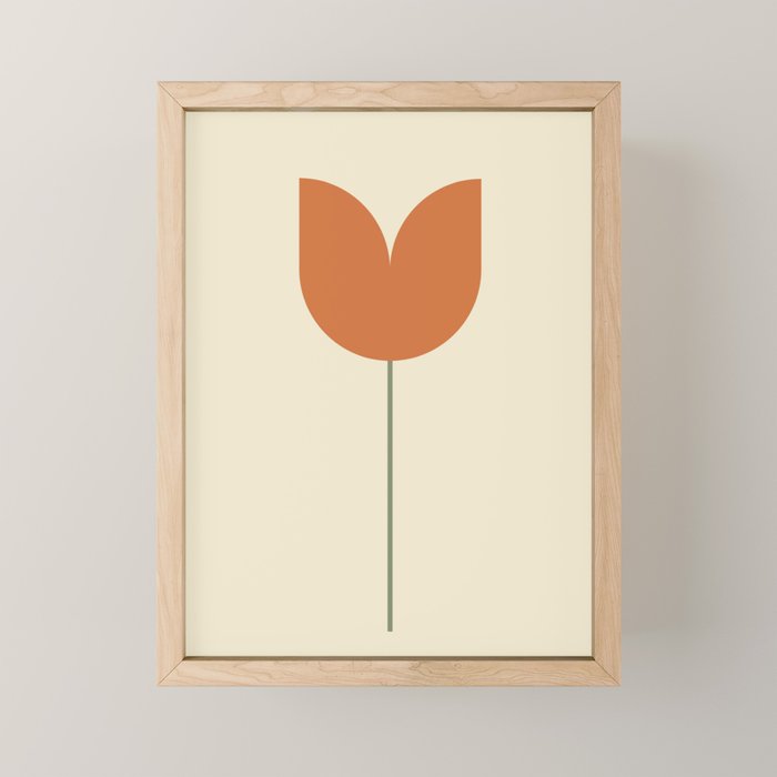 Vintage Tulip Minimalism - Red Mini Art Print Gallery Image 1