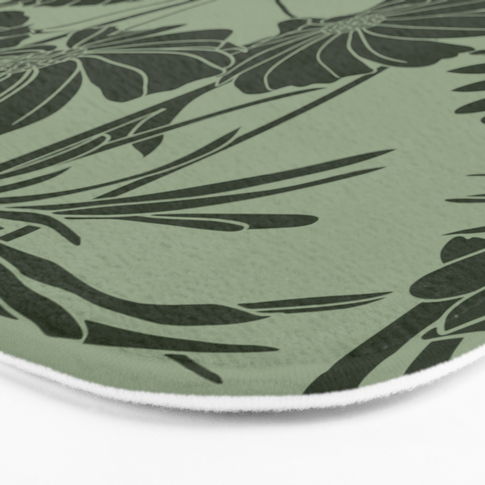 Floral Prints, Dark Green, Colour Prints Bath Mat Gallery Image 3