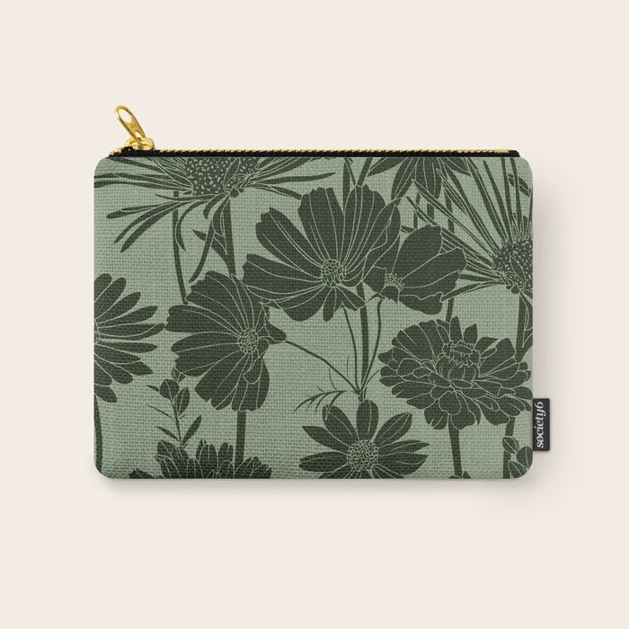 Floral Prints, Dark Green, Colour Prints Carry All Pouch Gallery Image 1