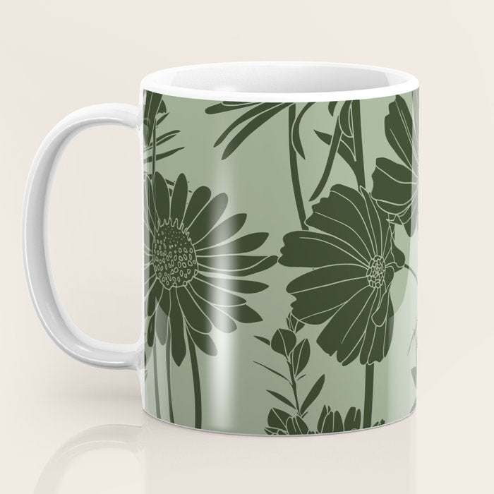 Floral Prints, Dark Green, Colour Prints Coffee Mug Gallery Image 3