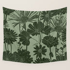 Floral Prints, Dark Green, Colour Prints Wall Tapestry Gallery Image 4