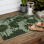 Floral Prints, Dark Green, Colour Prints Outdoor Rug Gallery Image 2
