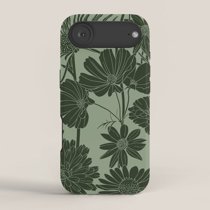 Floral Prints, Dark Green, Colour Prints iPhone Case Gallery Image 2