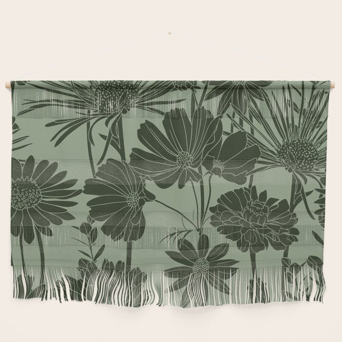 Floral Prints, Dark Green, Colour Prints Wall Hanging Gallery Image 1