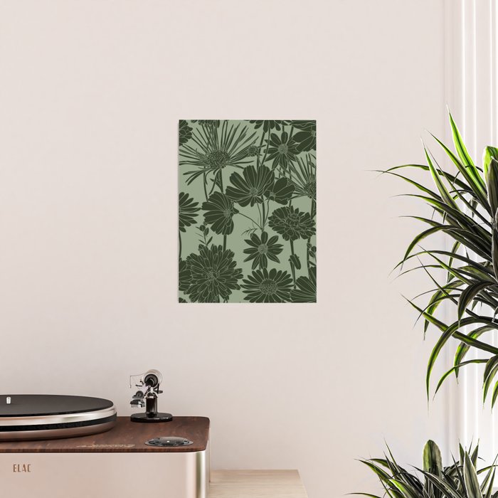 Floral Prints, Dark Green, Colour Prints Poster Gallery Image 2