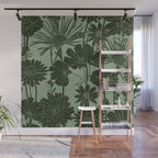 Floral Prints, Dark Green, Colour Prints Wall Mural Gallery Image 1