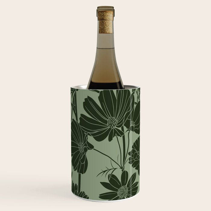 Floral Prints, Dark Green, Colour Prints Wine Chiller Gallery Image 1