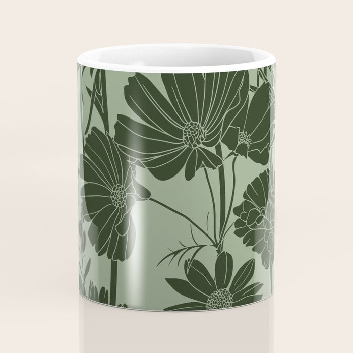 Floral Prints, Dark Green, Colour Prints Coffee Mug Gallery Image 4
