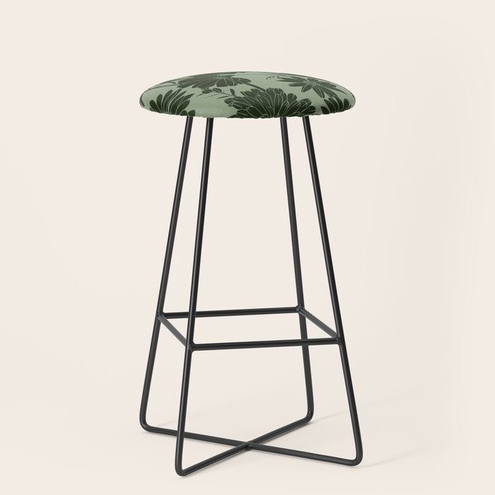 Floral Prints, Dark Green, Colour Prints Stool Gallery Image 1