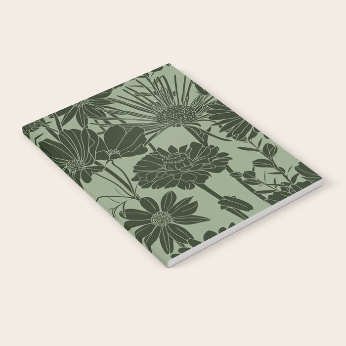 Floral Prints, Dark Green, Colour Prints Notebook Gallery Image 1