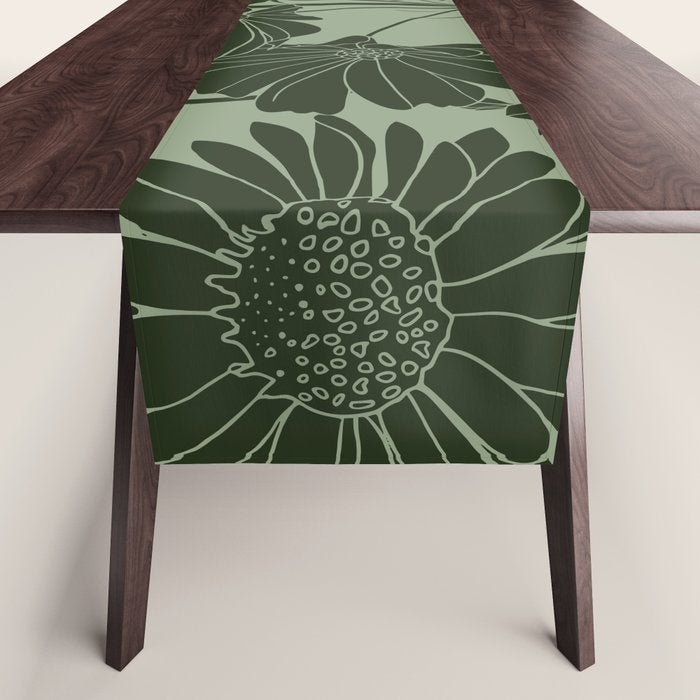 Floral Prints, Dark Green, Colour Prints Table Runner Gallery Image 1