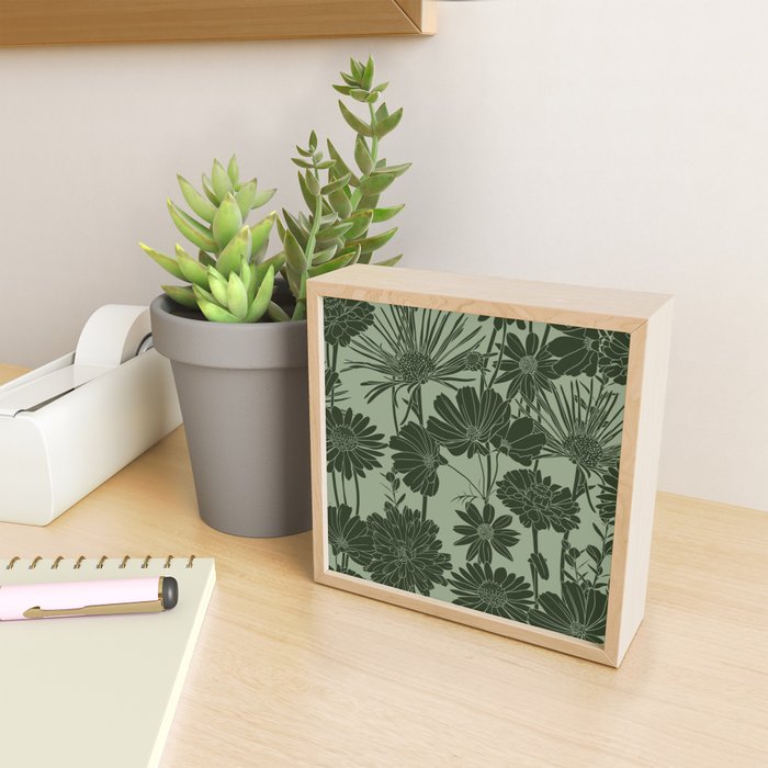 Floral Prints, Dark Green, Colour Prints Mini Art Print Gallery Image 2