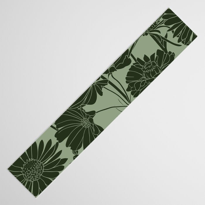 Floral Prints, Dark Green, Colour Prints Table Runner Gallery Image 3