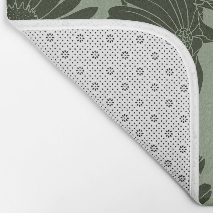 Floral Prints, Dark Green, Colour Prints Bath Mat Gallery Image 2