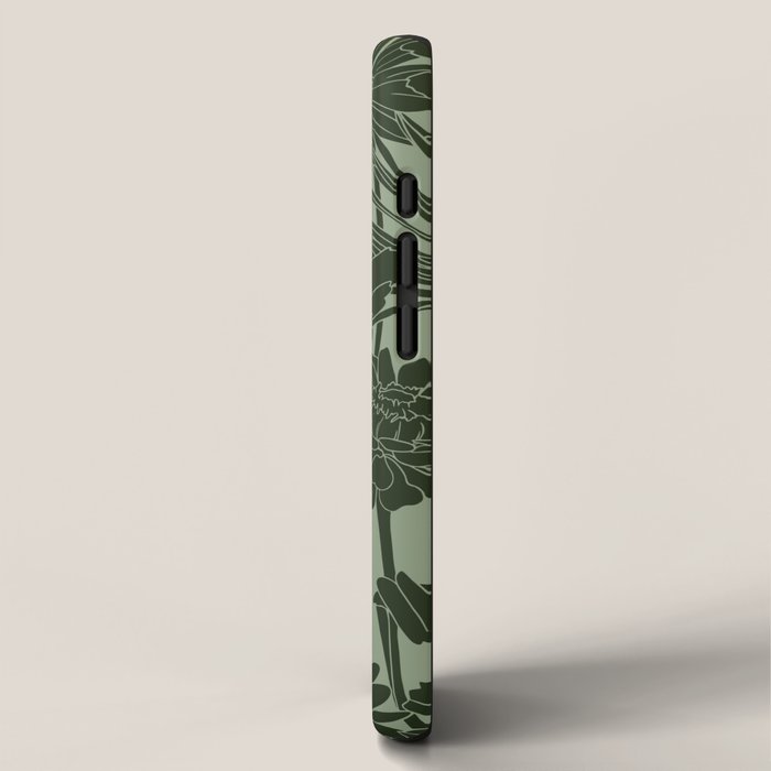 Floral Prints, Dark Green, Colour Prints iPhone Case Gallery Image 2
