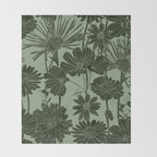 Floral Prints, Dark Green, Colour Prints Throw Blanket Gallery Image 2