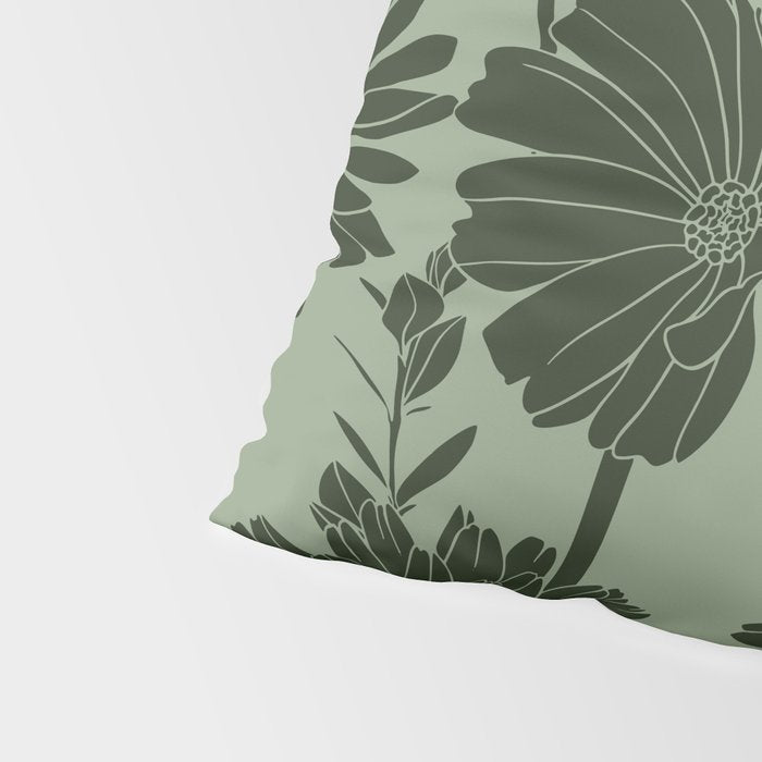 Floral Prints, Dark Green, Colour Prints Pillow Sham Gallery Image 4