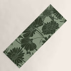 Floral Prints, Dark Green, Colour Prints Yoga Mat Gallery Image 1