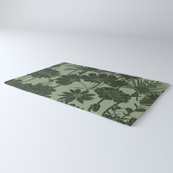 Floral Prints, Dark Green, Colour Prints Rug Gallery Image 3
