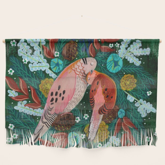 Festive Winter turtle Doves Wall Hanging Gallery Image 1