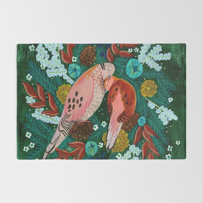 Festive Winter turtle Doves Rug Gallery Image 2