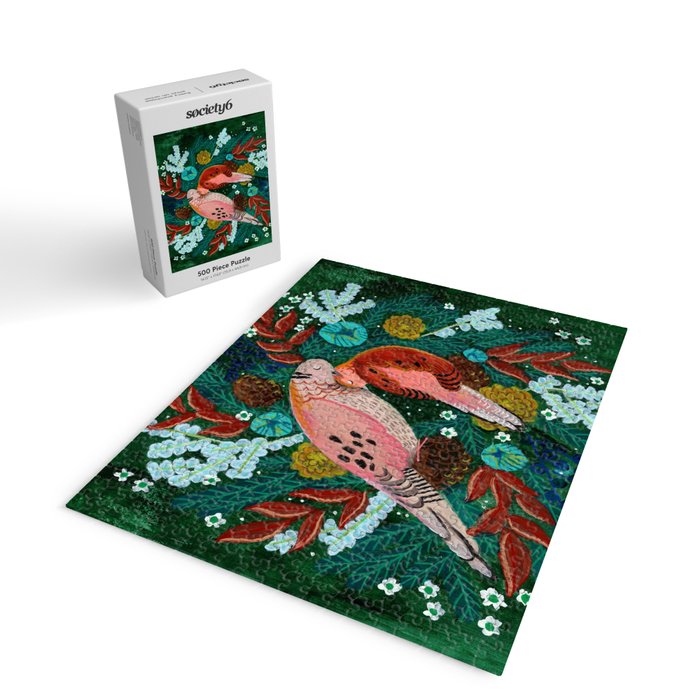 Festive Winter turtle Doves Jigsaw Puzzle Gallery Image 2