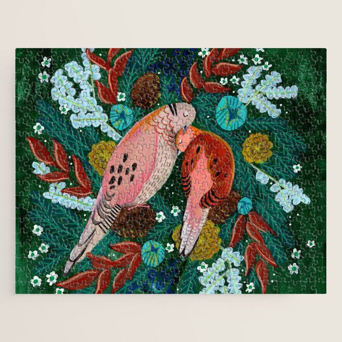 Festive Winter turtle Doves Jigsaw Puzzle Gallery Image 1