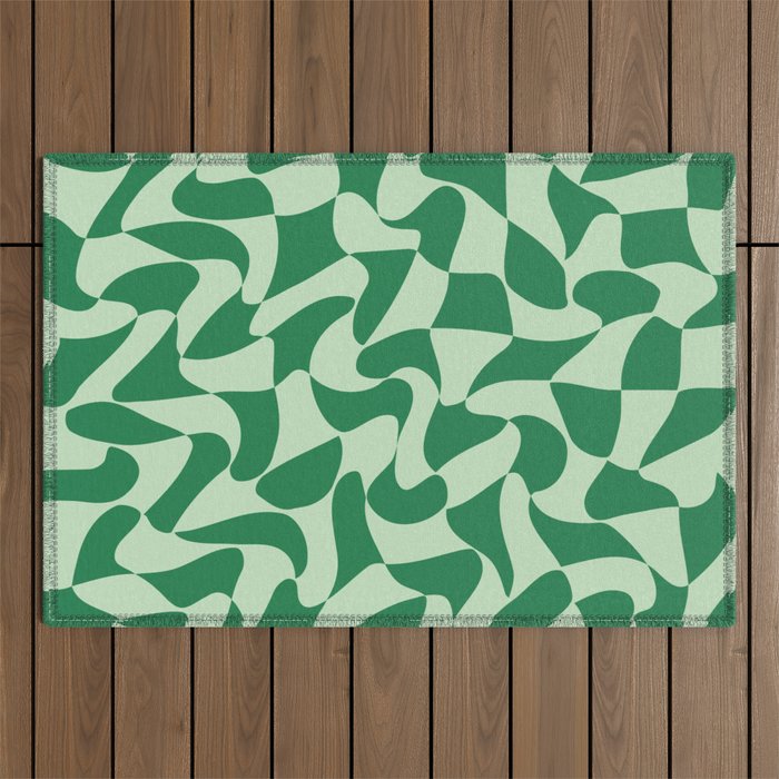 Wavy Check in Forest Green Outdoor Rug Gallery Image 1