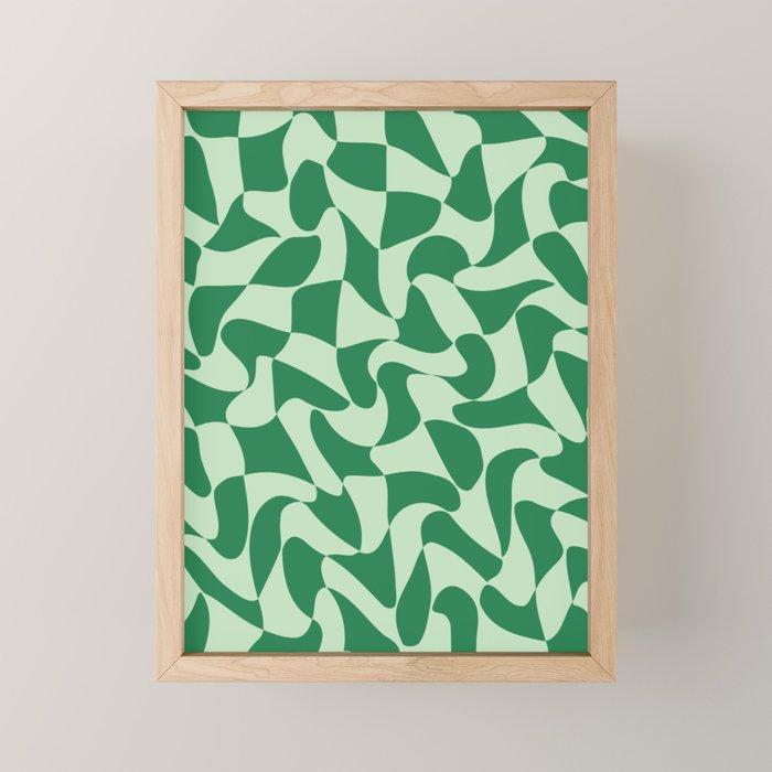 Wavy Check in Forest Green Mini Art Print Gallery Image 1