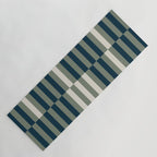 offset stripes Modern Geometric Abstract Shapes Green Black Cream Yoga Mat Gallery Image 1