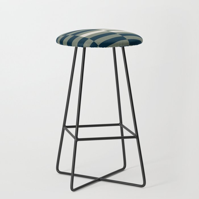 offset stripes Modern Geometric Abstract Shapes Green Black Cream Stool Gallery Image 1