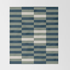 offset stripes Modern Geometric Abstract Shapes Green Black Cream Throw Blanket Gallery Image 2