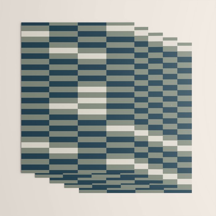 offset stripes Modern Geometric Abstract Shapes Green Black Cream Wrapping Paper Gallery Image 3