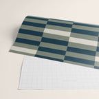 offset stripes Modern Geometric Abstract Shapes Green Black Cream Wrapping Paper Gallery Image 2