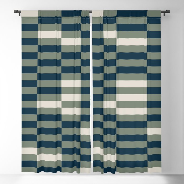 offset stripes Modern Geometric Abstract Shapes Green Black Cream Window Curtain Gallery Image 5