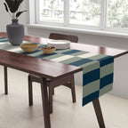 offset stripes Modern Geometric Abstract Shapes Green Black Cream Table Runner Gallery Image 2