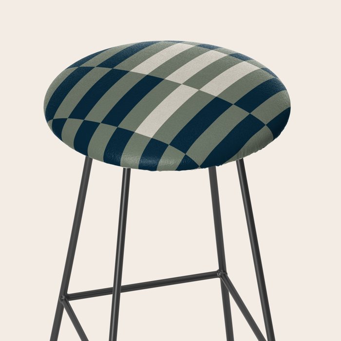 offset stripes Modern Geometric Abstract Shapes Green Black Cream Stool Gallery Image 2
