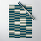offset stripes Modern Geometric Abstract Shapes Green Black Cream Wrapping Paper Gallery Image 1