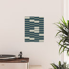 offset stripes Modern Geometric Abstract Shapes Green Black Cream Poster Gallery Image 2